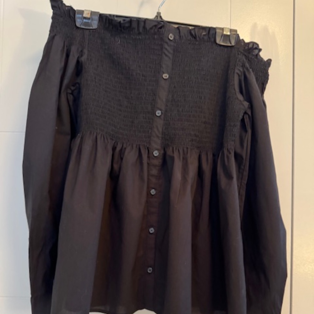 HALOGEN - Off Shoulder Ruched Blouse - NEW - Black - Size M